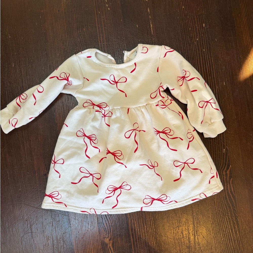 H&M Cream dress with Red Bow Accents